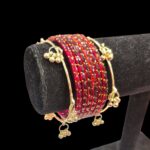 Raindrop glass bangles stack with ghungroo Pair