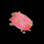 Pink Raindrop clear glass Bangles with ghungroo bangles