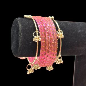 Clear Raindrop Glass bangle set with kashmiri ghungroo bangles
