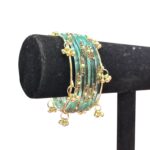 Elegant Glass Bangles with Pearl & Stone Accents with Kashmiri Ghungroo Bangles - Turquoise - Image 2