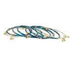Elegant Glass Bangles with Pearl & Stone Accents with Kashmiri Ghungroo Bangles - Peacock Blue - Image 7