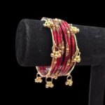 Elegant Glass Bangles with Pearl & Stone Accents with Kashmiri Ghungroo Bangles - Maroon - Image 6