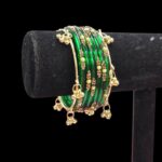 Elegant Glass Bangles with Pearl & Stone Accents with Kashmiri Ghungroo Bangles - Green - Image 6