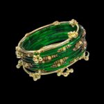 Elegant Glass Bangles with Pearl & Stone Accents with Kashmiri Ghungroo Bangles - Green - Image 5