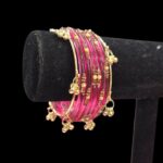 Elegant Glass Bangles with Pearl & Stone Accents with Kashmiri Ghungroo Bangles - Pink - Image 5