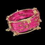 Elegant Glass Bangles with Pearl & Stone Accents with Kashmiri Ghungroo Bangles - Pink - Image 3