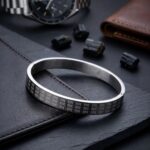 Stainless steel bracelet with Ram engraving | Unisex spiritual kada