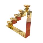 5 Step Brass Diya with Lotus Lamps