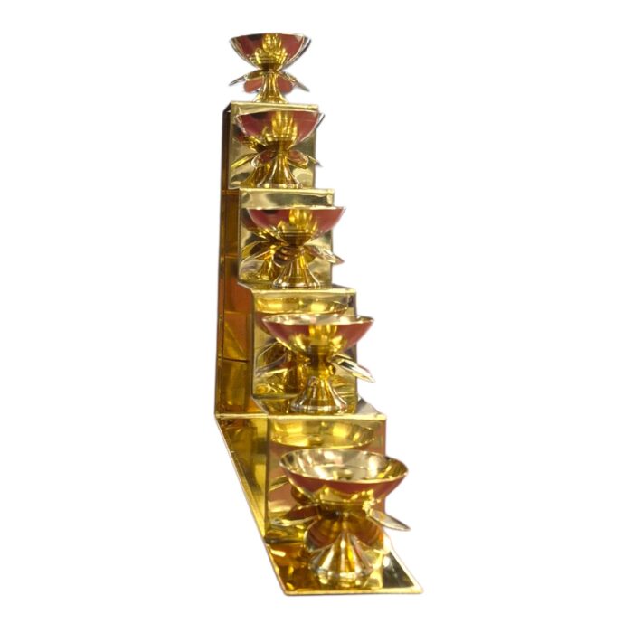 Front view of the 5 step Brass Lamp - Diya for home