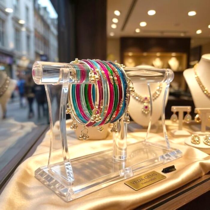 Elegant Glass Bangles with Pearl & Stone Accents with Kashmiri Ghungroo Bangles - Zee colors - Image 2