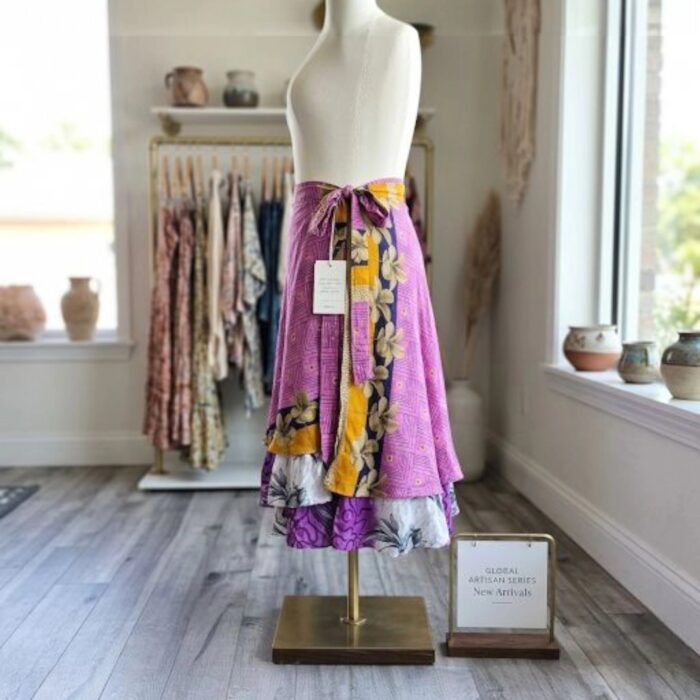 Wrap on skirt - Saree material wrap on skirt for women