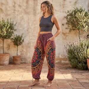 Block printed cotton pajama pants