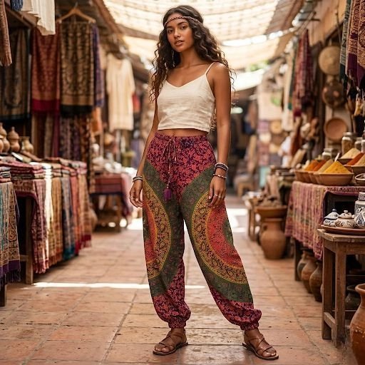 image (67).webp Boho Hippie Harem Pants - Cotton - Purple - Image 1
