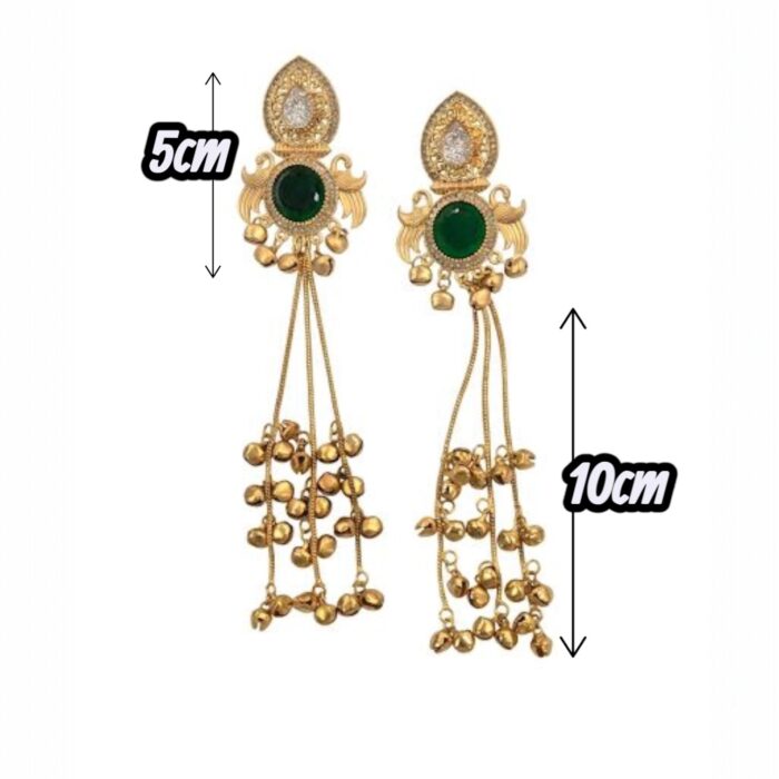 Aura Party Wear Ghunghroo Earrings - Green - Image 5