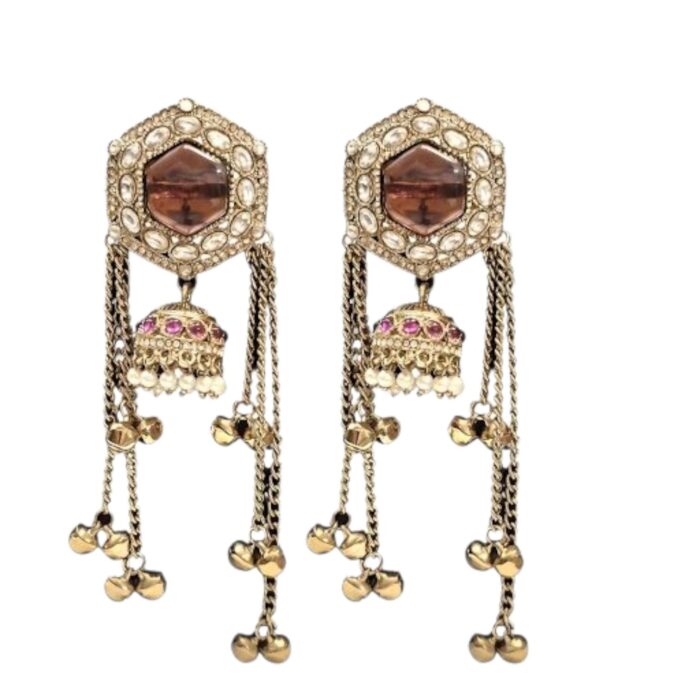 Aura Party Wear Ghunghroo Stud Earrings with jhumki - Image 3