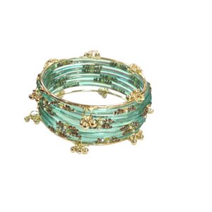 Clear water Glass Churi Set with Kashmiri Bangles
