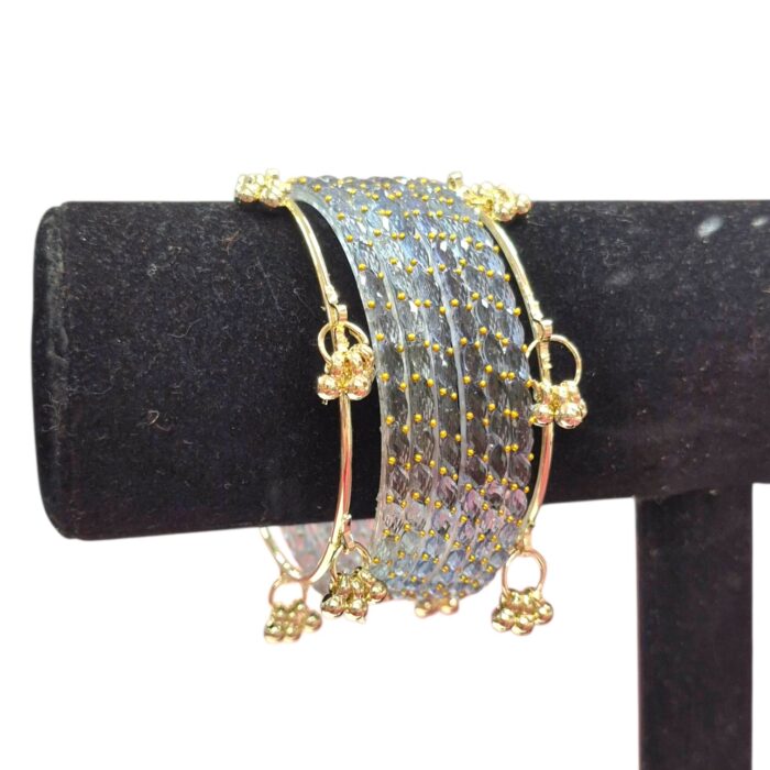 Kashmiri ghungroo bangles with glass bangles