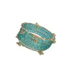 Turquoise Glass bangles with ghungroo pair