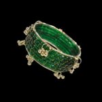 Green Clear Glass bangles with ghungroo pair