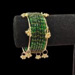 Green Clear Glass bangles with ghungroo pair