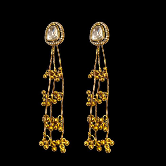 Close up of Kashmiri inspired oxidized earrings