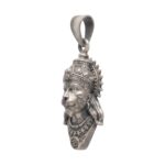 Side view of the pure silver pendant of Hanuman