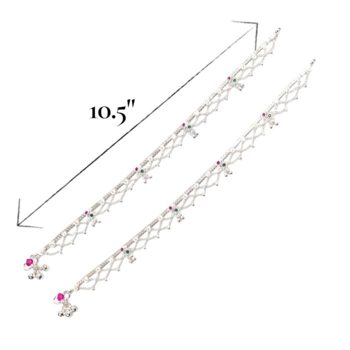 10.5 inch Silver Anklets for women