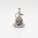 Pure silver Meditating Hanuman Pendant | Stamped 925 sterling silver