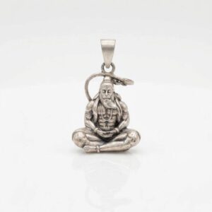 Pure silver Meditating Hanuman Pendant | Stamped 925 sterling silver