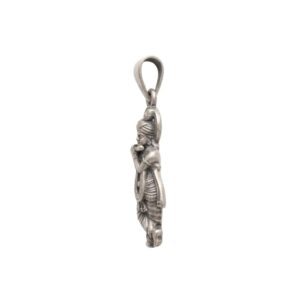 Side profile view of Pure silver Krishna pendant | 925 sterling silver