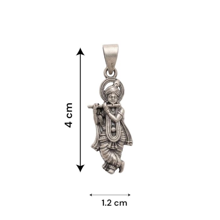 Dimensions of the pure silver Krishna Pendant