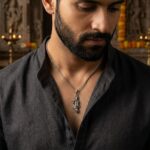 Model wearing Pure silver Krishna Pendant | 925 sterling silver