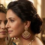 Maroon bead Kundan Chand earrings Indian jewelry