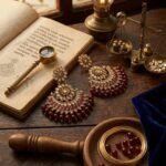 Statement Kundan Chand earrings with bead detailing