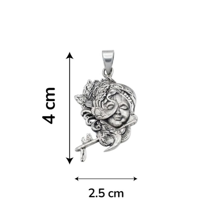 Dimensions of Pure Silver Krishna Pendant