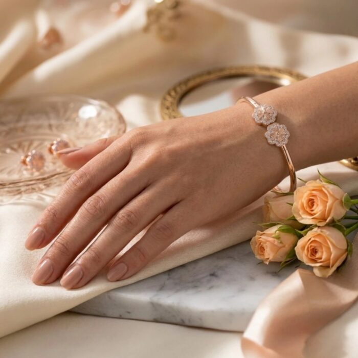 925 sterling silver Bracelet with Jarkin stones | Rose Gold finish