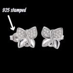 925 Sterling Silver Stud Earrings - Butterfly - Image 5