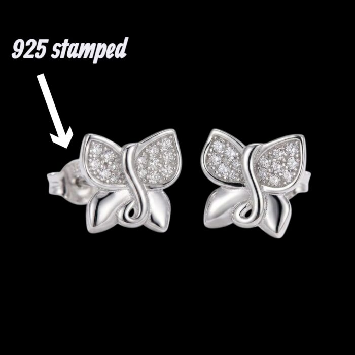 925 Sterling Silver Stud Earrings - Butterfly - Image 5