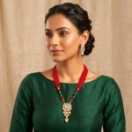 Necklace with earrings | Kundan Pendant Necklace and Earring Set - Image 3