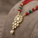 Necklace with earrings | Kundan Pendant Necklace and Earring Set - Image 4