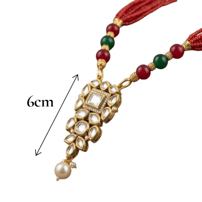 Necklace with earrings | Kundan Pendant Necklace and Earring Set - Image 7