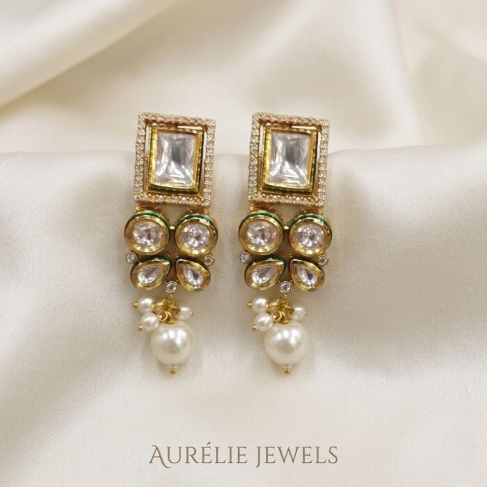 Necklace with earrings | Kundan Pendant Necklace and Earring Set - Image 5