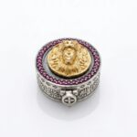 Sterling Silver Box | Chandi ki Dabbi - Oxidized Finish with Ruby Zirconia