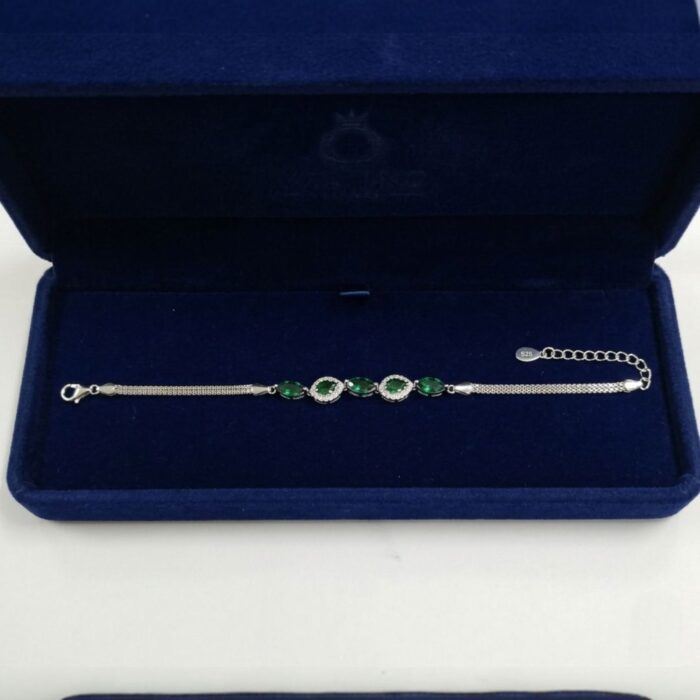 925 Sterling Silver & Natural Emeralds Bracelet  | Gift for her - Image 3