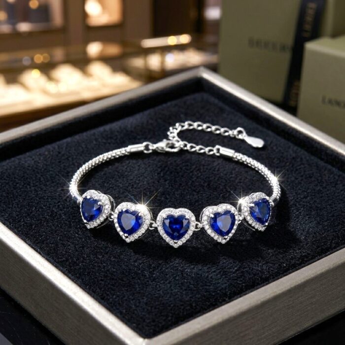 925 Sterling Silver - Blue Sapphire Bracelet  | Gift for her - Image 2