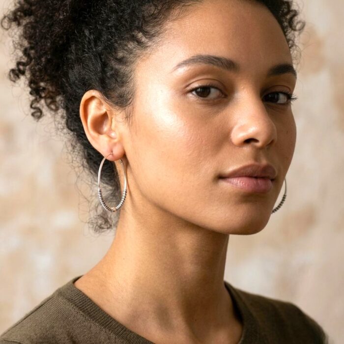 925 Sterling Silver - 4cm - Hoop Earrings - Image 2