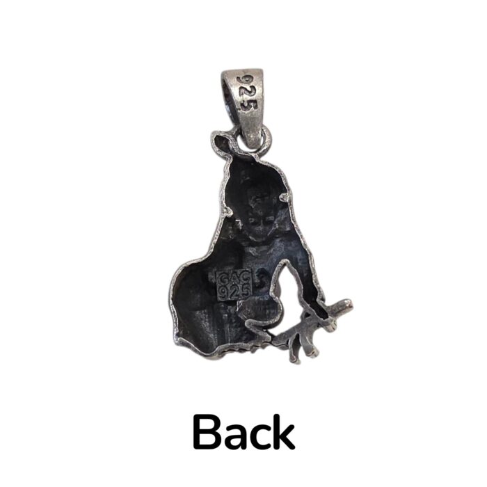 Stamped 925 , Back side profile view of Krishna Pendant