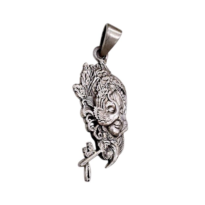 Side profile of 925 sterling silver Krishna Pendant