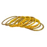 Glass Bangles studded with CZ Stones - Golden with Yellow - Image 3