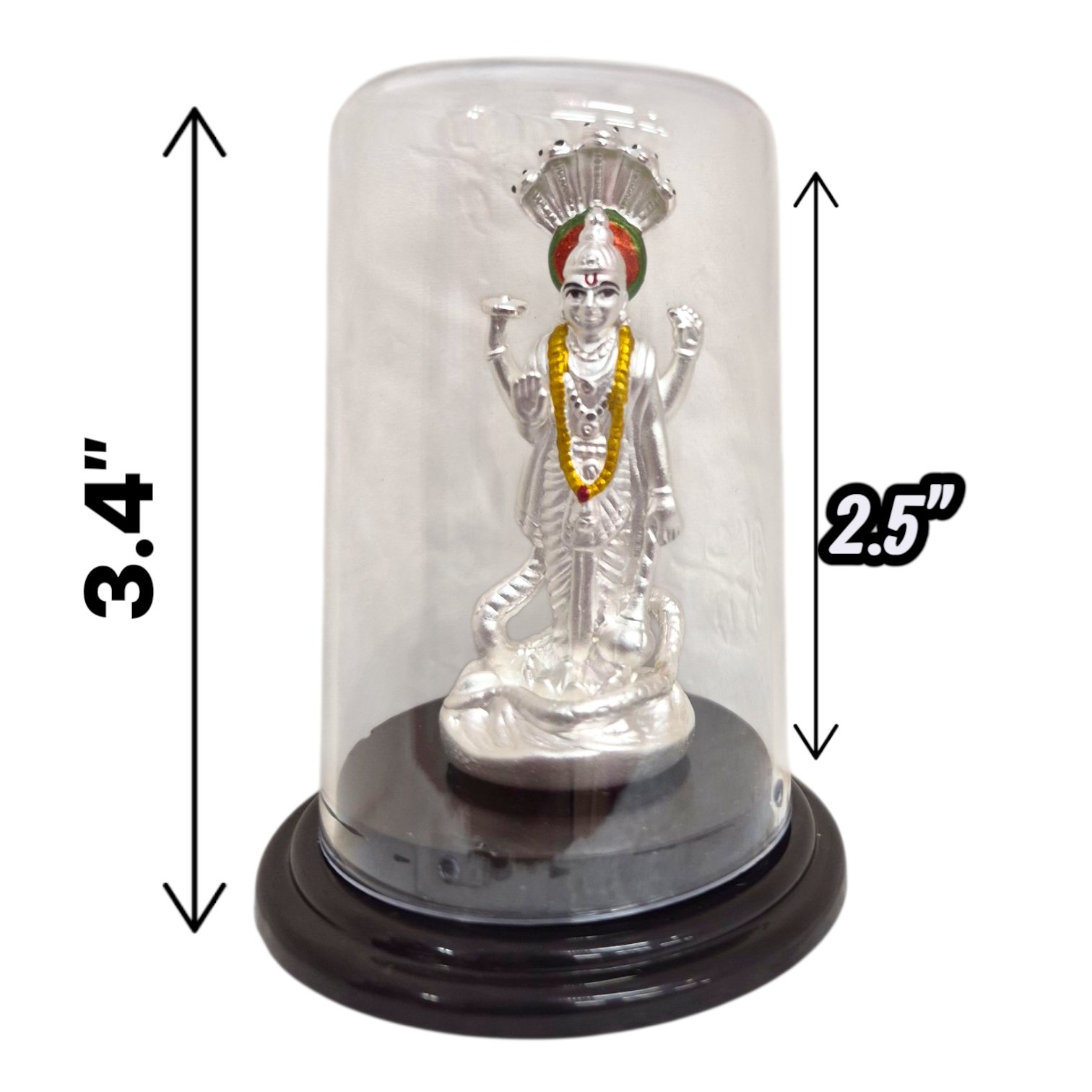 Dimensions of Pure Silver Vishnu Idol